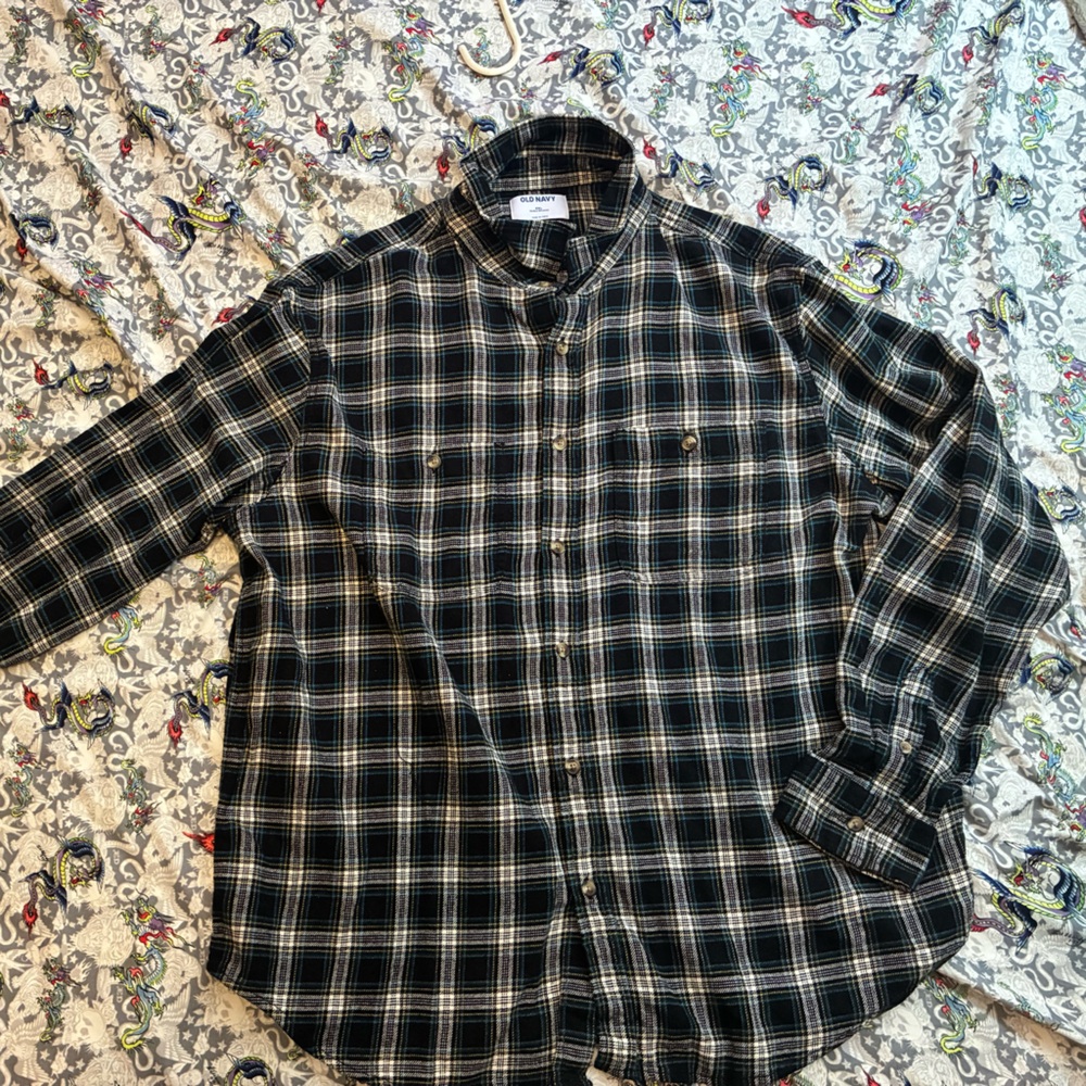Old Navy Black and White Plaid Men's Shirt